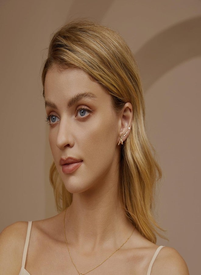 Shall Shell Gold Stud Earrings for Women Trendy, 14k Gold Studs Earring Set Hypoallergenic Minimalist Cubic Zircon Diamond Earring for Women, Dainty Earrings Jewelry for Gifts - Image 2